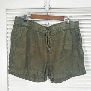 Caslon army green linen shorts - large